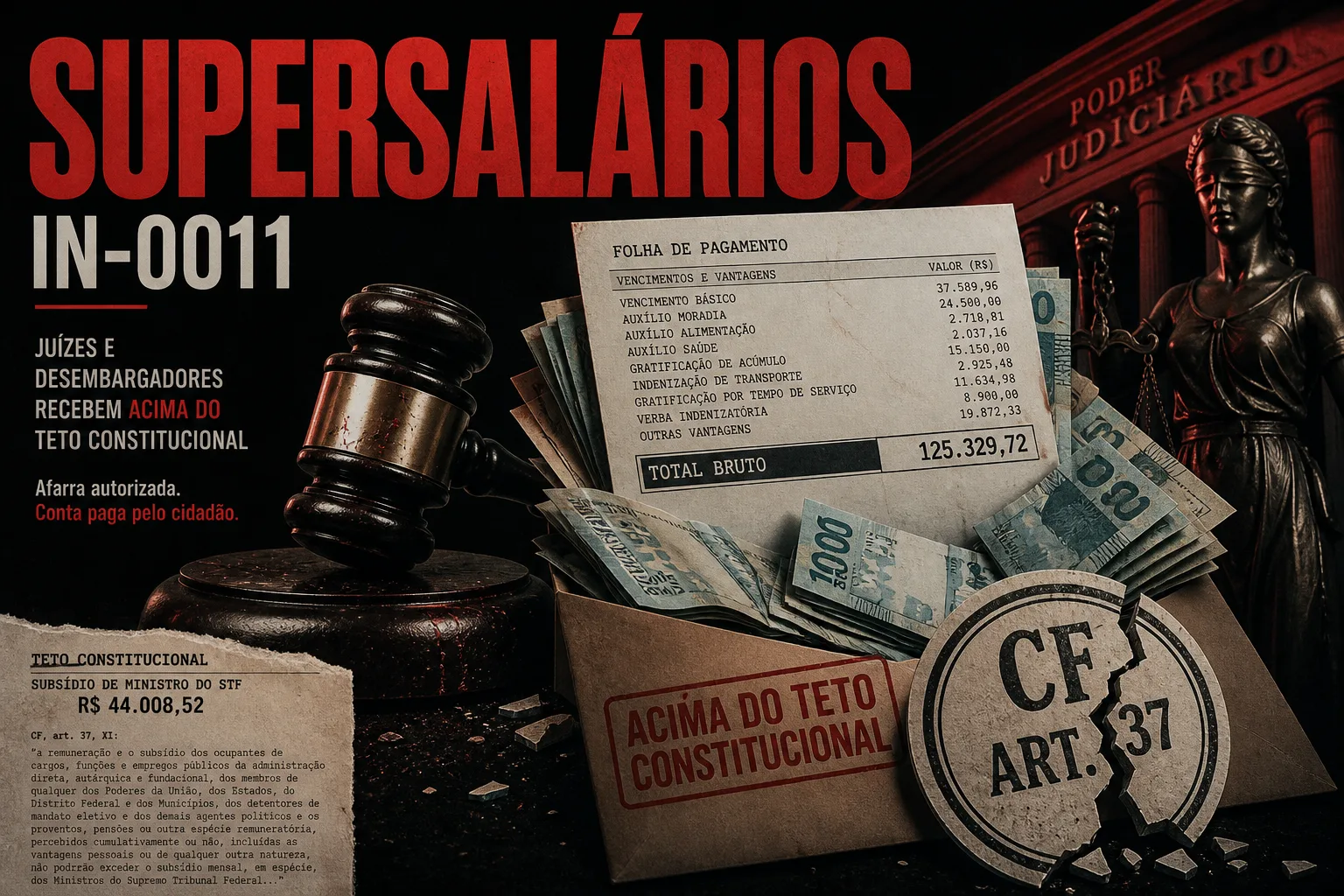 Capa — supersalários e teto constitucional no Judiciário