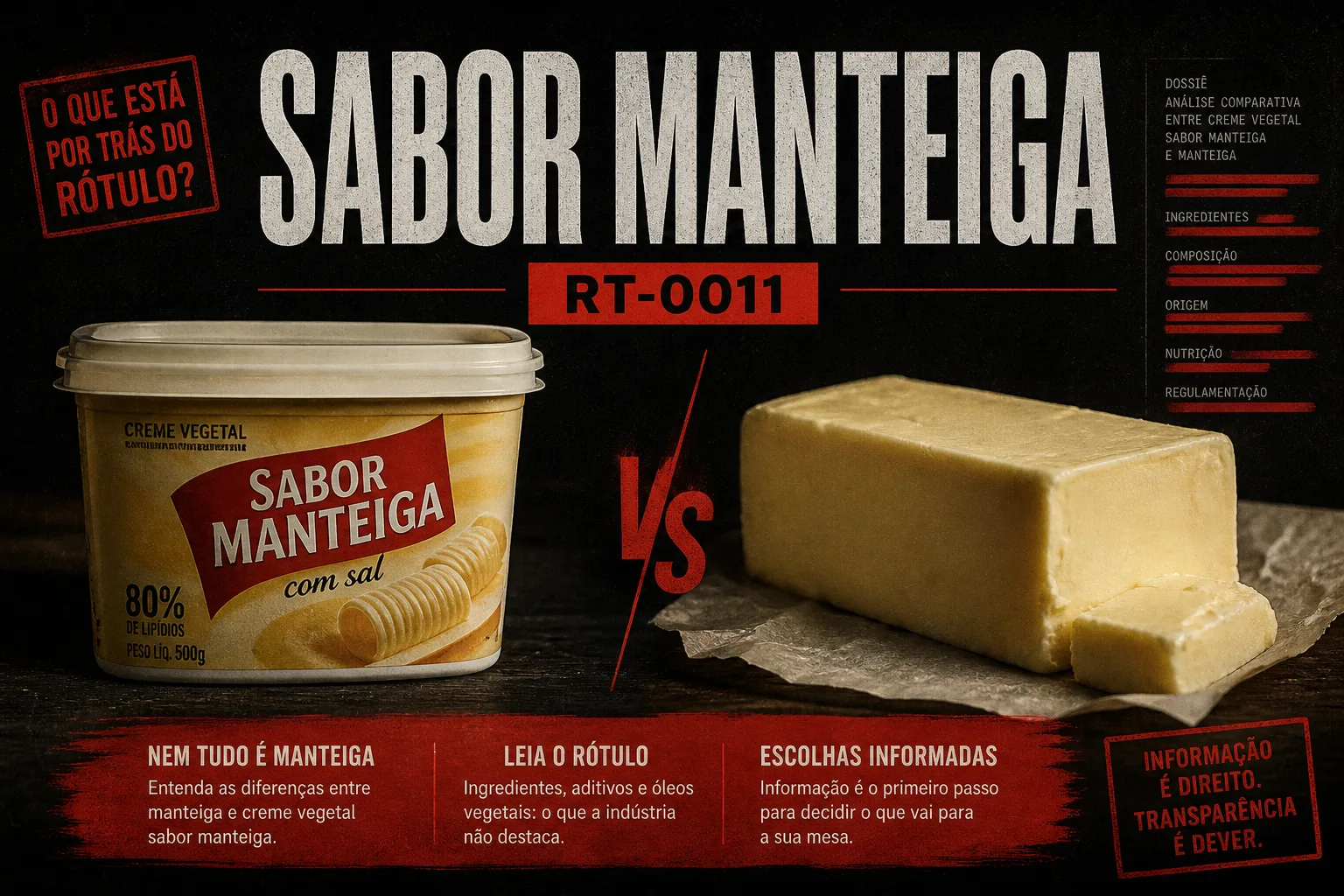 Capa — creme vegetal sabor manteiga vs manteiga
