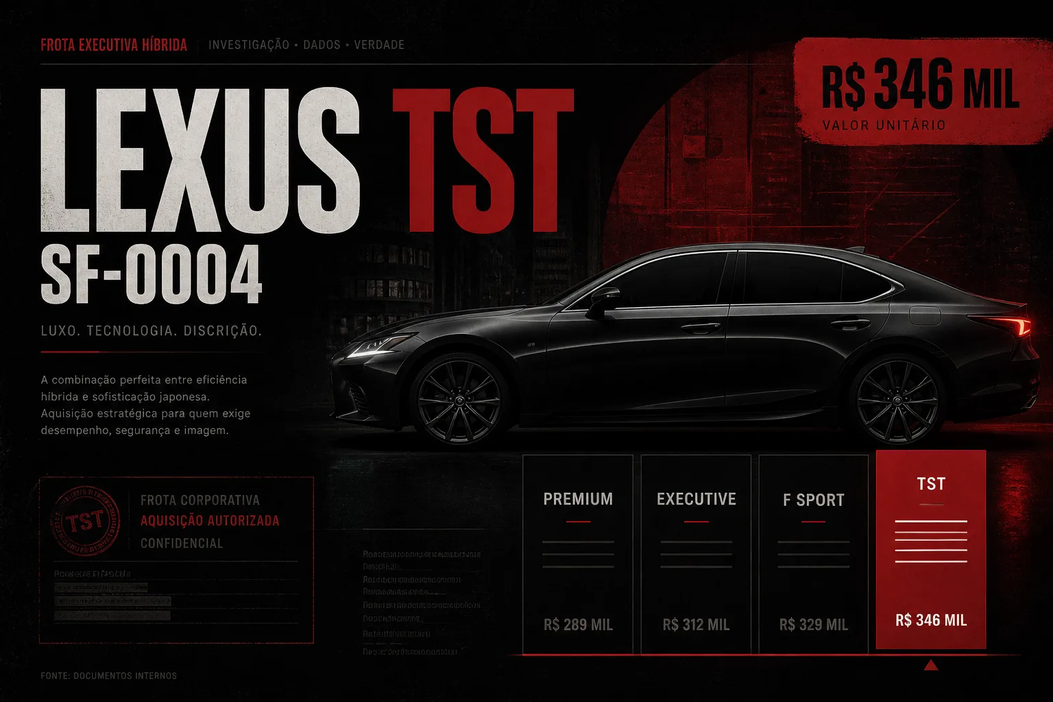 Capa — frota Lexus do TST, opção mais cara do estudo técnico